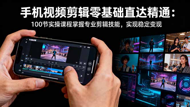 手机视频剪辑零基础直达精通：100节实操课程掌握专业剪辑技能，实现稳...-千汇网创