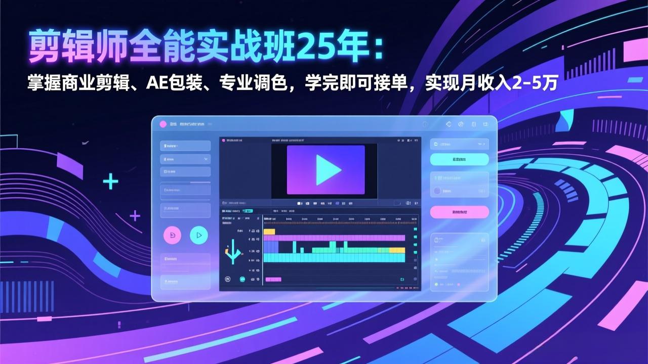 剪辑师全能实战班25年：掌握商业剪辑、AE包装、专业调色，学完即可接单，实现月收入2-5万-千汇网创