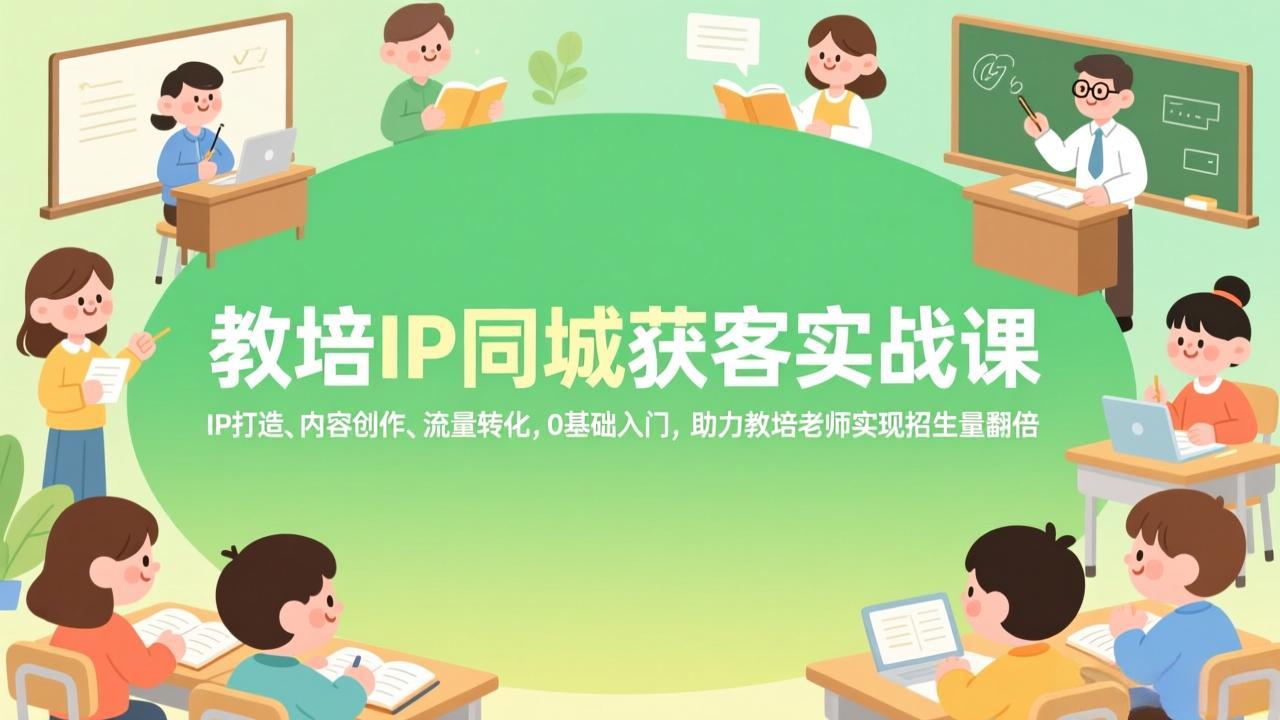 教培IP同城获客实战课，IP打造、内容创作、流量转化，0基础入门，助力教培老师实现招生量翻倍-千汇网创