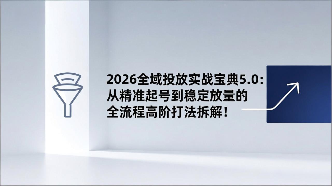 2026全域投放实战宝典5.0：从精准起号到稳定放量的全流程高阶打法拆解！-千汇网创