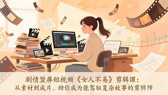 剧情竖屏短视频《女人不易》剪辑课：从素材到成片、助你成为能驾驭复杂故事的剪辑师-千汇网创