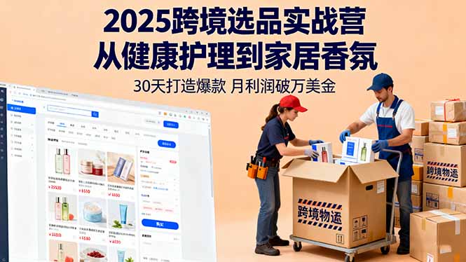 2025跨境选品实战营：从健康护理到家居香氛，30天打造爆款,月利润破万美金-千汇网创