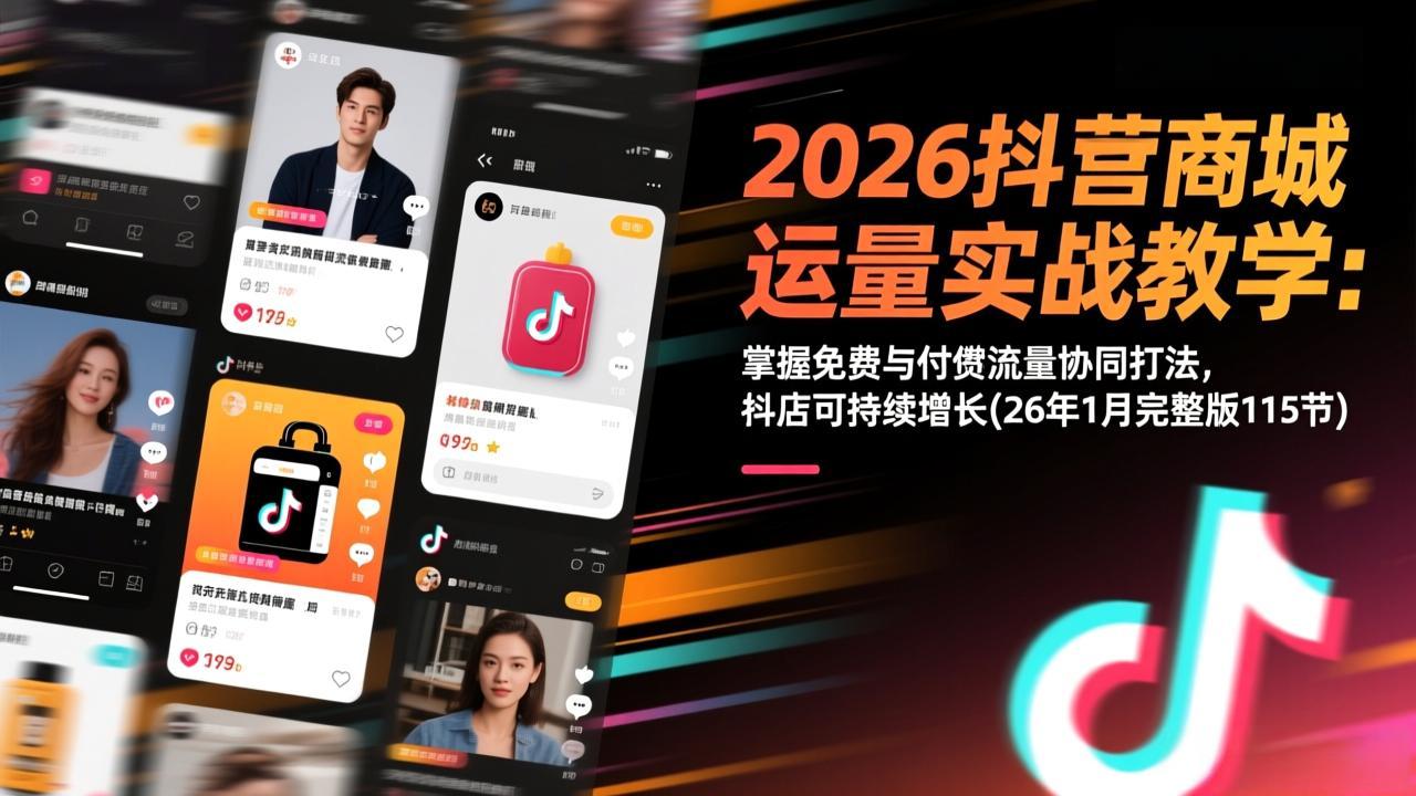 2026抖音商城运营实战教学：掌握免费与付费流量协同打法，抖店可持续增长(26年1月完整版115节-千汇网创