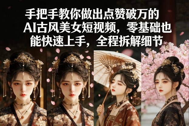 手把手教你做出点赞破万的AI古风美女短视频，零基础也能快速上手，全程拆解细节-千汇网创