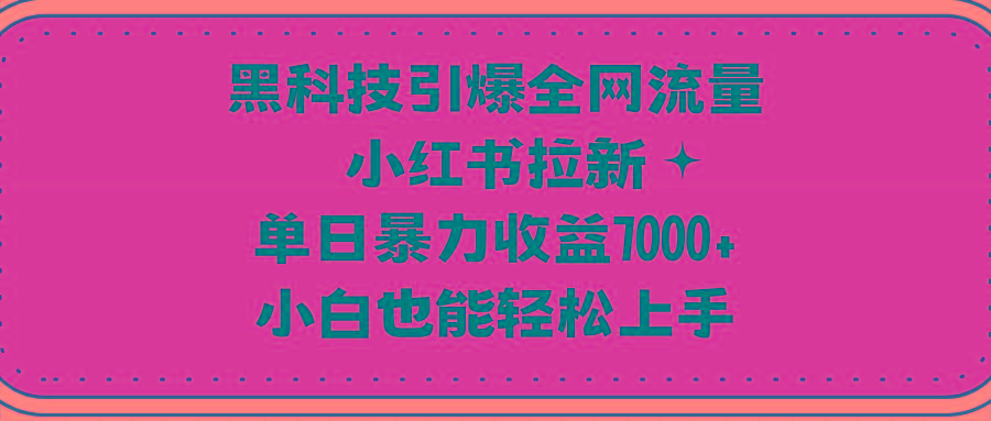 (9679期)黑科技引爆全网流量小红书拉新，单日暴力收益7000+，小白也能轻松上手-千汇网创
