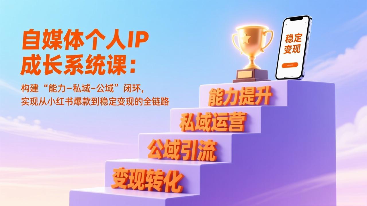 自媒体个人IP成长系统课：构建“能力-私域-公域”闭环，实现从小红书爆款到稳定变现的全链路-千汇网创