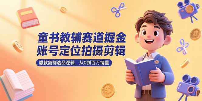 童书教辅赛道掘金，账号定位拍摄剪辑，爆款复制选品逻辑，从0到百万销量-千汇网创