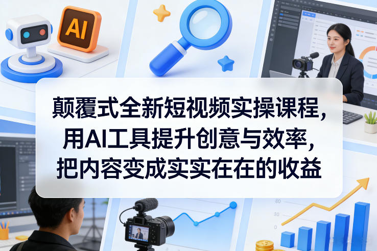 颠覆式全新短视频实操课程，用AI工具提升创意与效率，把内容变成实实在在的收益-千汇网创