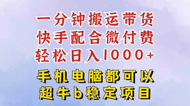 快手黑科技一分钟搬运带货，一刀不剪过原创，微付费投流玩法，轻松日入...-千汇网创