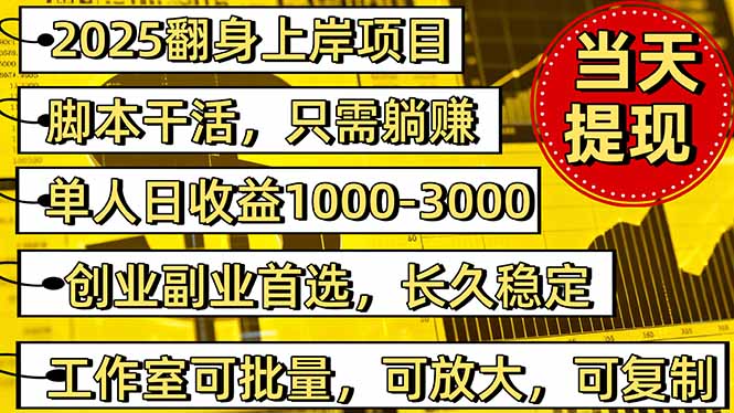 稳定八年美金掘金2.0脚本干活，只需躺赚。单人日收益1000-3000可批量、...-千汇网创