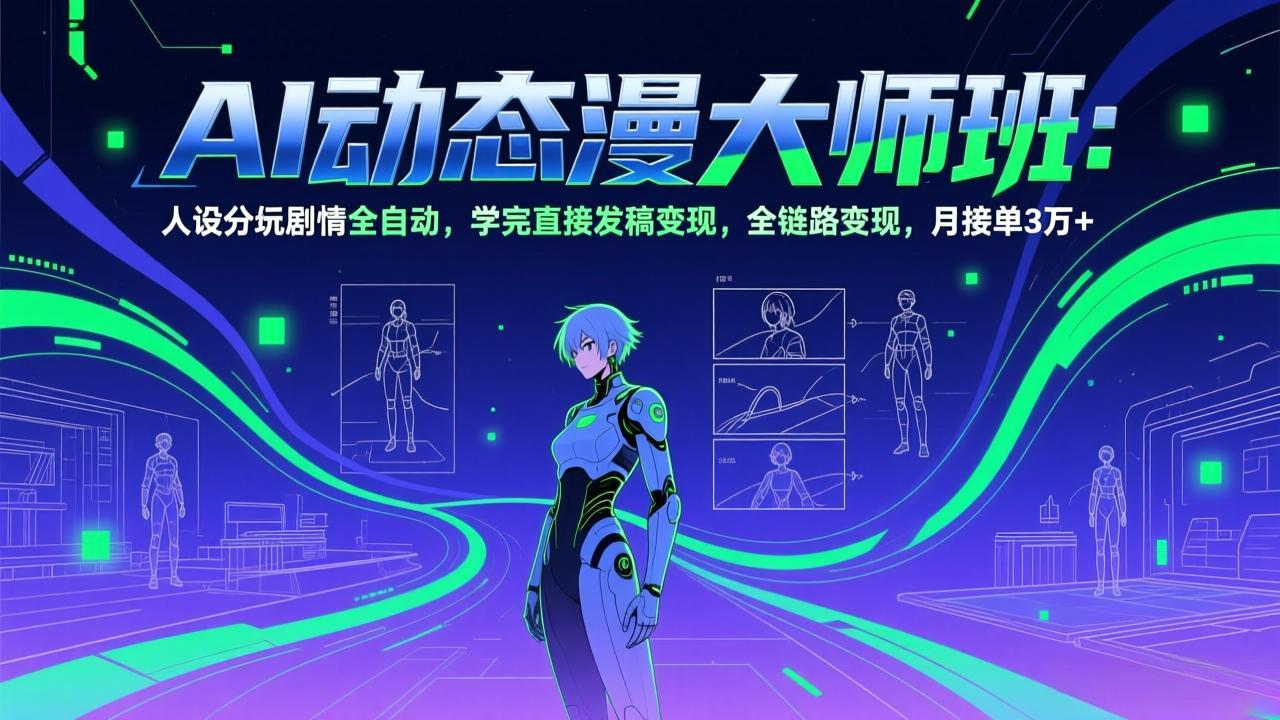 AI动态漫剧大师班：人设分镜剧情全自动，学完直接发稿变现，全链路变现，月接单3万+-千汇网创