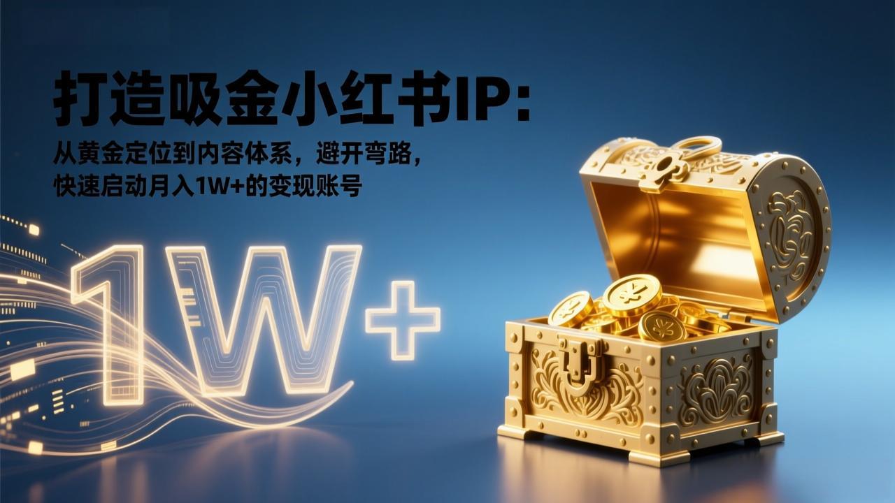 打造吸金小红书IP：从黄金定位到内容体系，避开弯路，快速启动月入1W+的变现账号-千汇网创