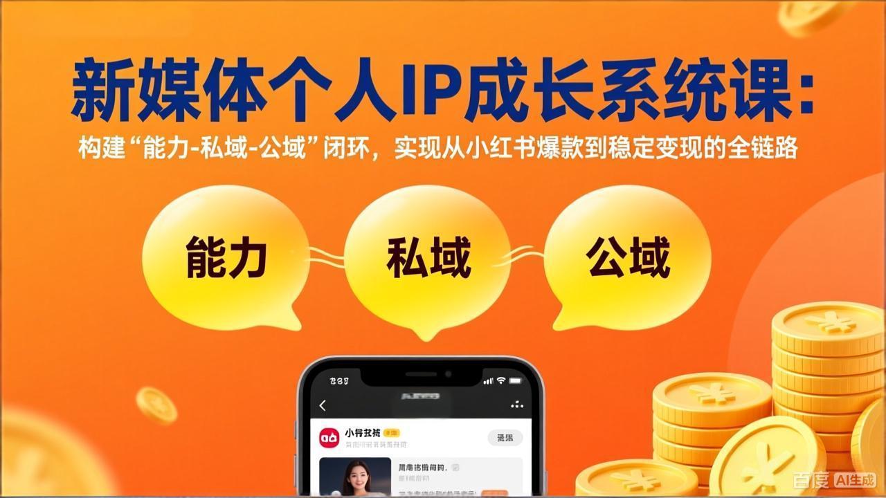 新媒体个人IP成长系统课-更新：构建“能力-私域-公域”闭环，实现从小红书爆款到稳定变现-千汇网创