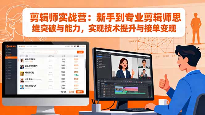 剪辑师实战营：新手到专业剪辑师思维突破与能力，实现技术提升与接单变现-千汇网创