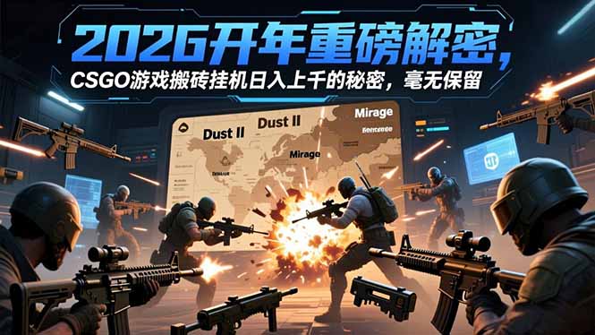 2026开年重磅解密，CSGO游戏搬砖挂机日入上千的秘密，毫无保留-千汇网创