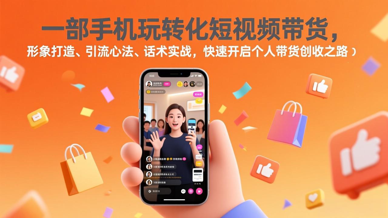 一部手机玩转化短视频带货，形象打造、引流心法、话术实战，快速开启个人带货创收之路-千汇网创