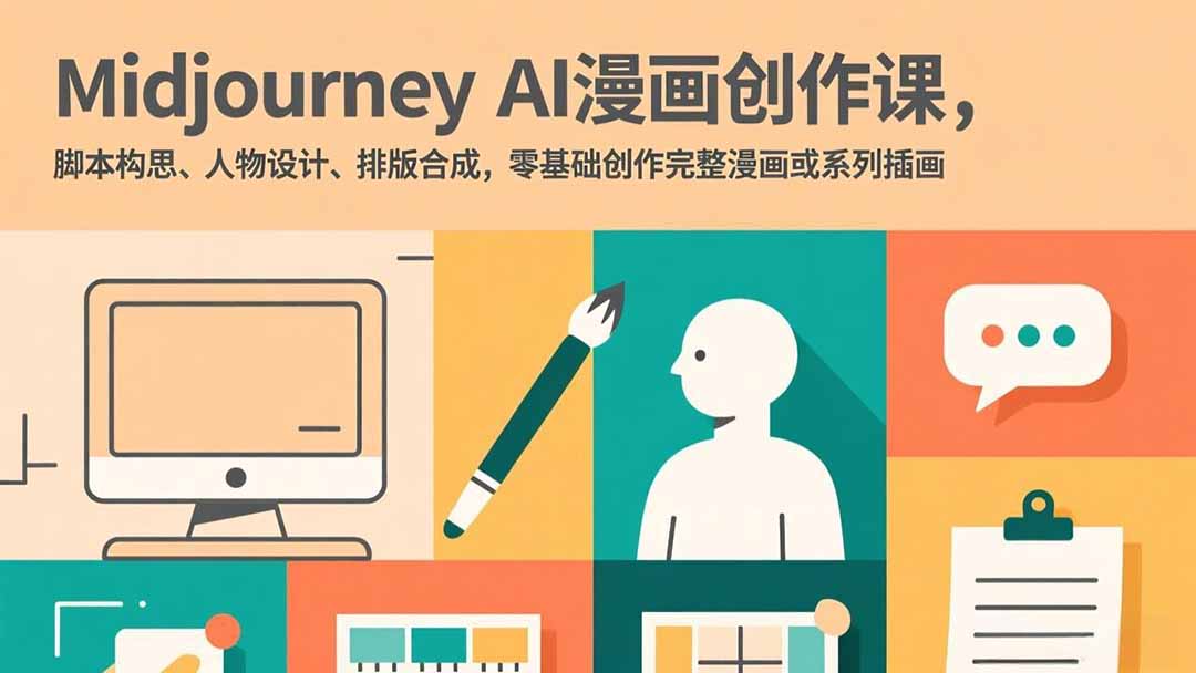 Midjourney AI漫画创作课，脚本构思、人物设计、排版合成，零基础创作完整漫画或系列插画-千汇网创