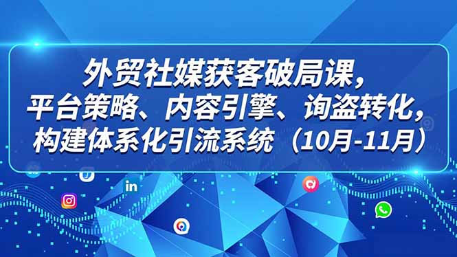 外贸 社媒获客破局课，平台策略、内容引擎、询盘转化，构建体系化引流系统(10月-11月-千汇网创