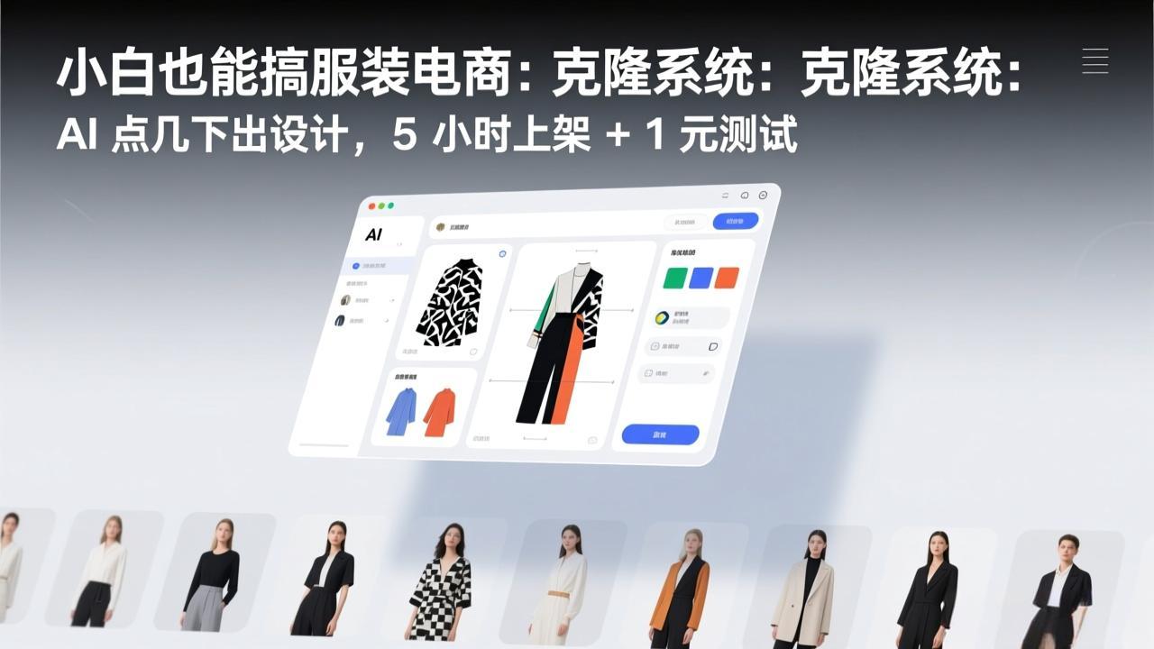 小白也能搞服装电商：克隆系统：AI 点几下出设计，5 小时上架 + 1 元测试-千汇网创