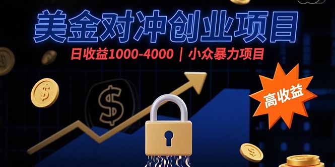 美金对冲创业项目,日收益1000-4000,小众暴力项目-千汇网创