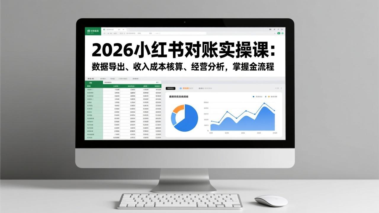 2026小红书对账实操课：数据导出、收入成本核算、经营分析，掌握全流程-千汇网创
