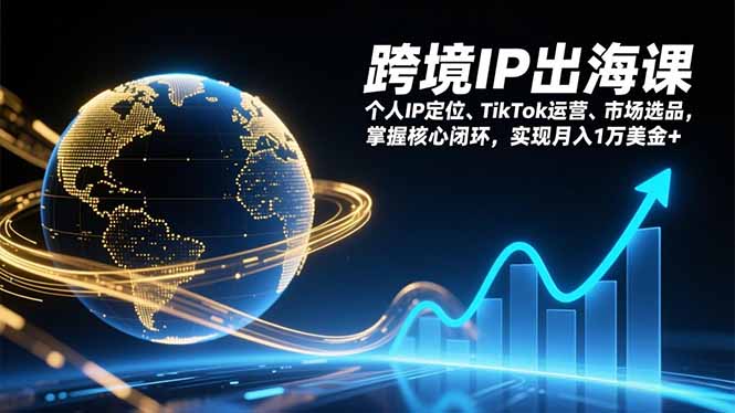 跨境IP出海课，个人IP定位、TikTok运营、市场选品，掌握核心闭环，实现月入1万美金+-千汇网创