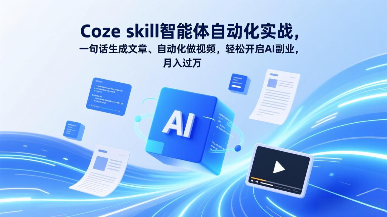 Coze skill智能体自动化实战，一句话生成文章、自动化做视频，轻松开启AI副业，月入过万-千汇网创