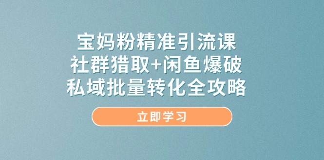 宝妈粉精准引流课，社群猎取+闲鱼爆破，私域批量转化全攻略-千汇网创