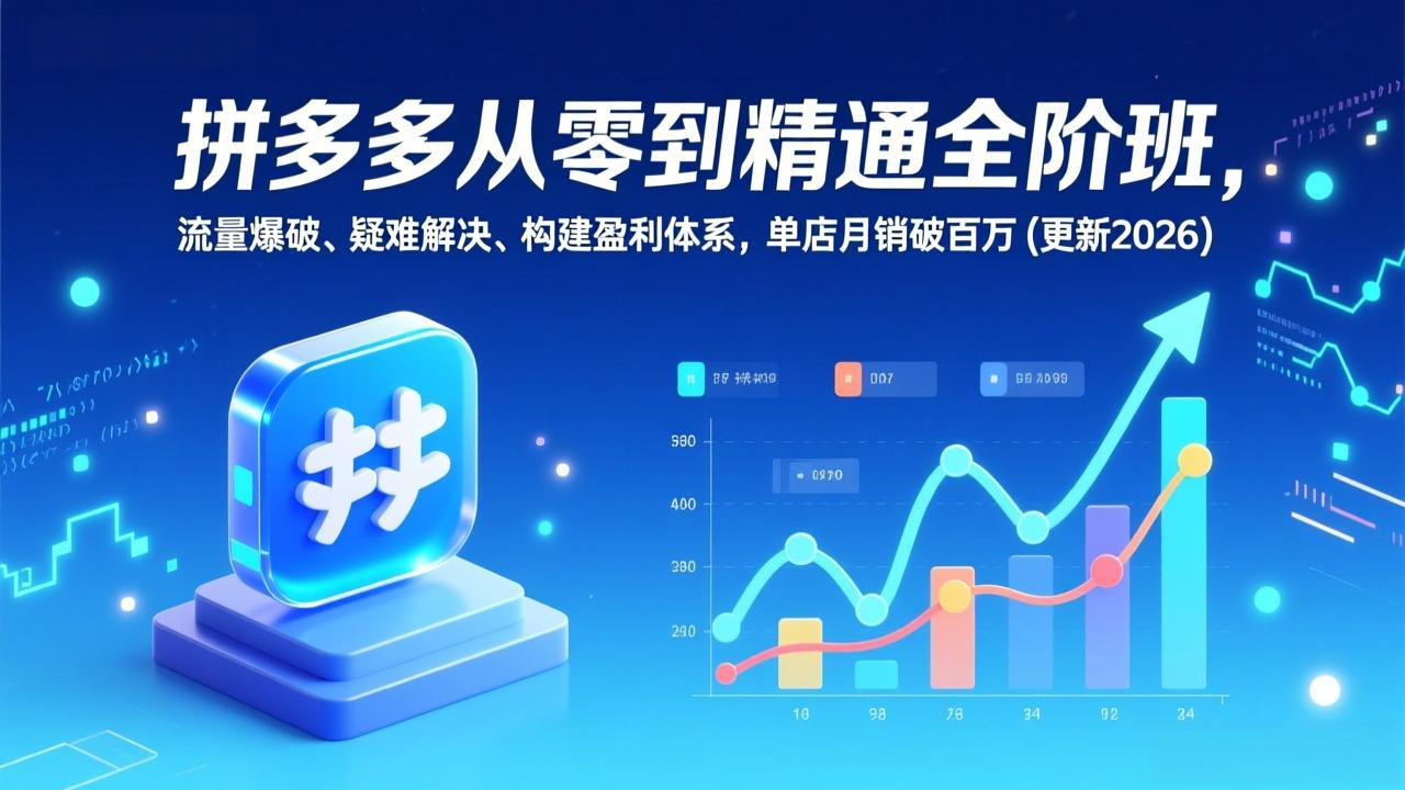 拼多多从零到精通全阶班，流量爆破、疑难解决，构建盈利体系，单店月销破百万(更新2026-千汇网创