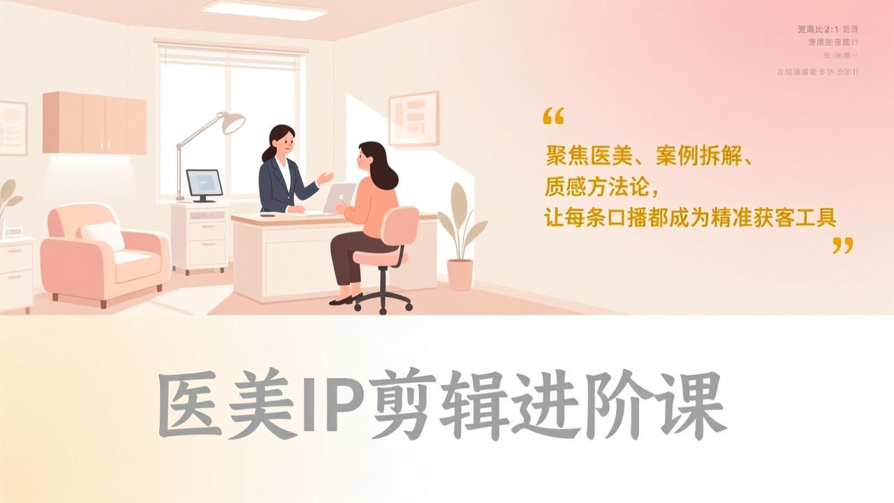 医美IP剪辑进阶课，聚焦医美、案例拆解、质感方法论，让每条口播都成为精准获客工具-千汇网创