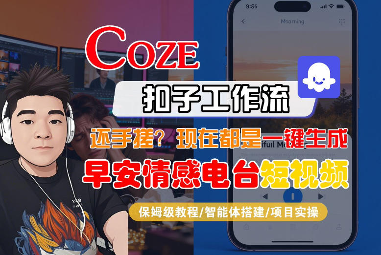 【Coze工作流搭建实操教程】【coze】早安情感电台日签视频还在手动做？用扣子工作流自动生成，省时90%-千汇网创