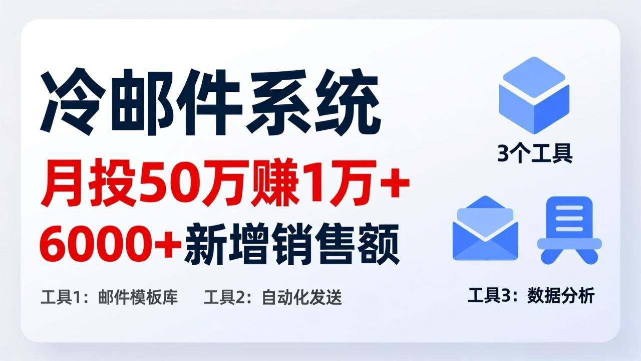 月投 50 刀赚 1 万 +！冷邮件系统：6000 + 新增销售额，靠 3 个工具轻松搞-千汇网创