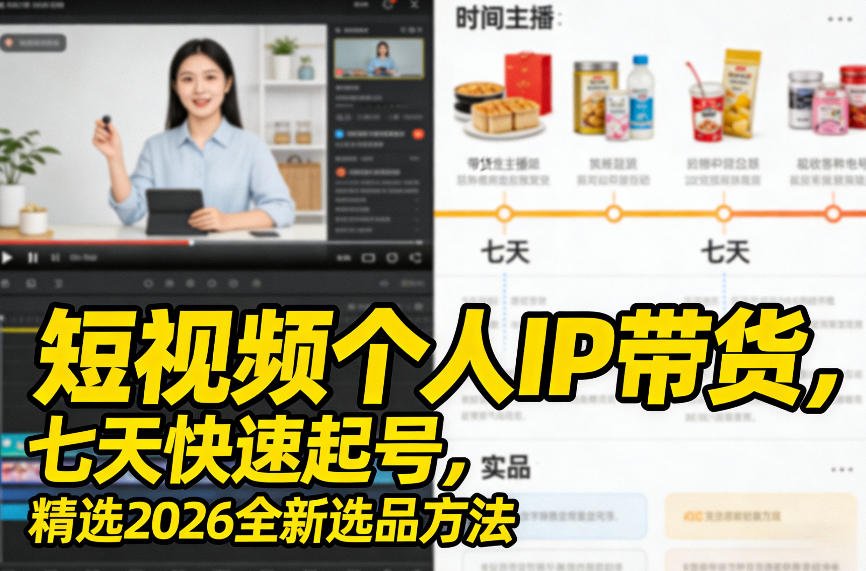 短视频个人IP带货，七天快速起号，精选2026全新选品方法-千汇网创