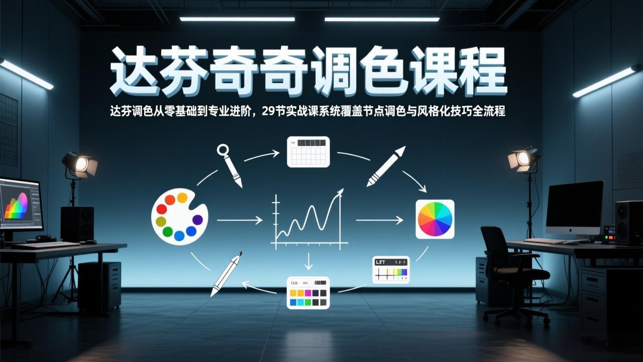 达芬奇调色从零基础到专业进阶，29节实战课系统覆盖节点调色与风格化技巧全流程-千汇网创