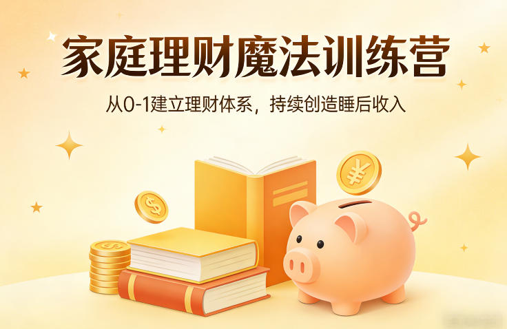 家庭理财魔法训练营，从0-1建立理财体系，持续创造睡后收入-千汇网创