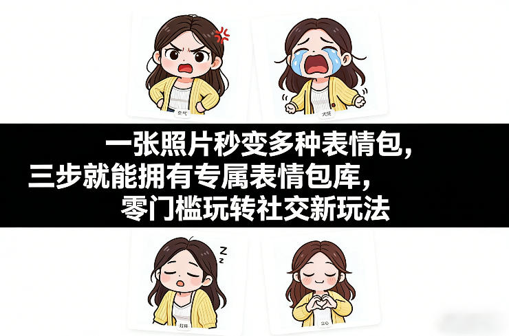 一张照片秒变多种表情包，三步就能拥有专属表情包库，零门槛玩转社交新玩法【文档】-千汇网创
