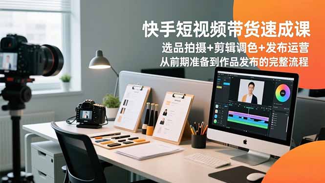 快手短视频带货速成课，选品拍摄+剪辑调色+发布运营，从前期准备到作品发布的完整流程-千汇网创