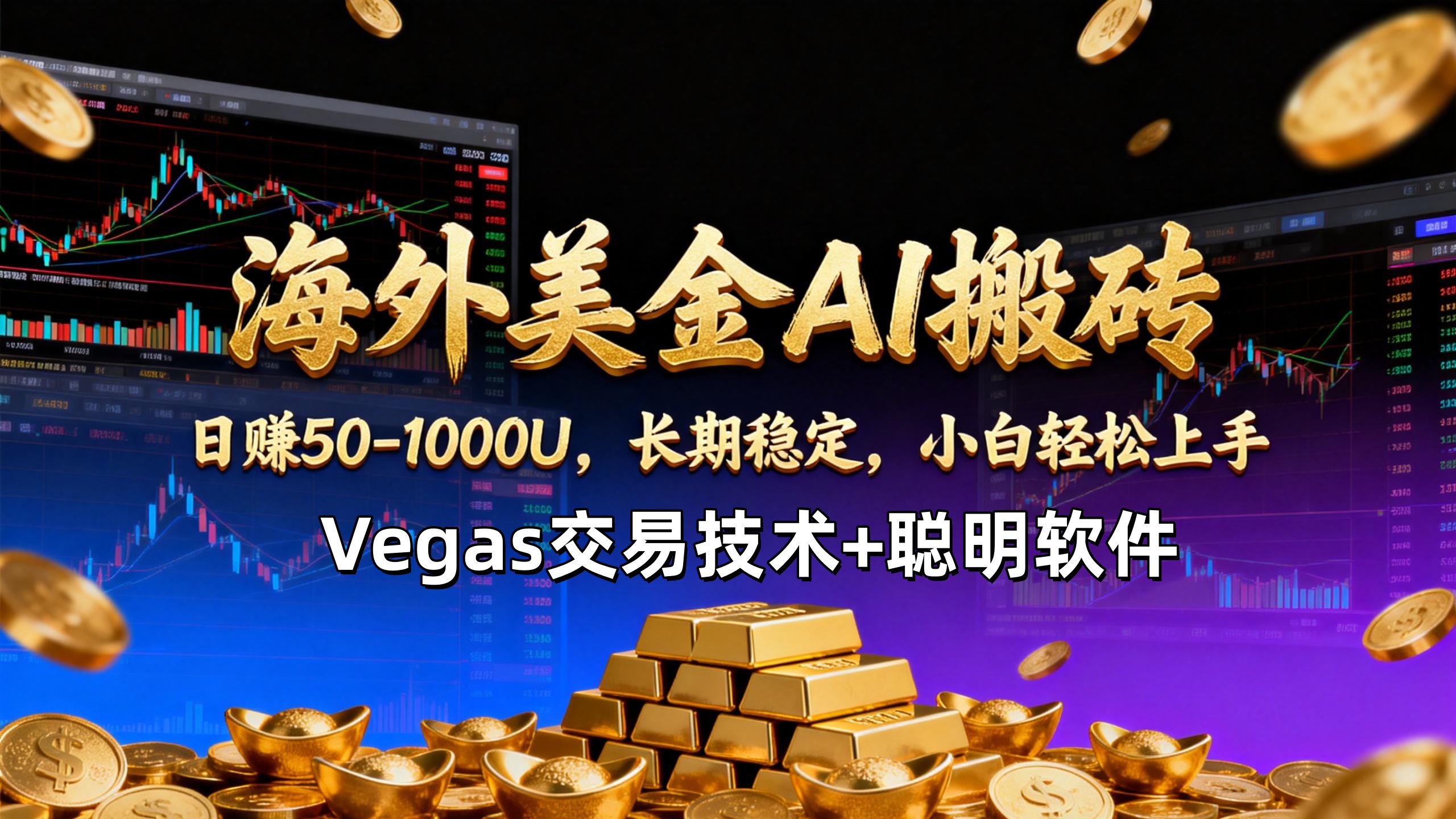 【海外美金AI搬砖】Vegas交易技术+聪明软件，日赚50-1000U，长期稳定，小白轻松上手。-千汇网创