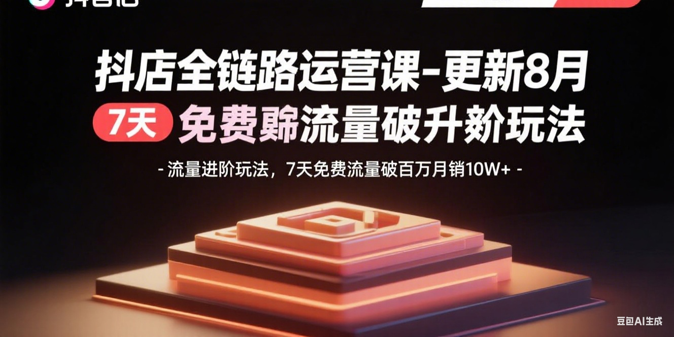 抖店全链路运营课-更新8月：流量进阶玩法，7天免费流量破百万月销10W+-千汇网创