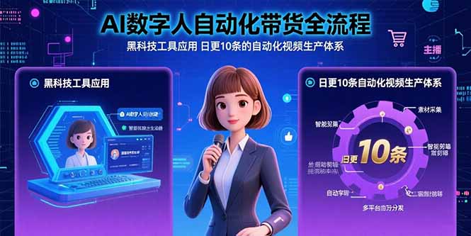 AI数字人自动化带货全流程：黑科技工具应用 日更10条的自动化视频生产体系-千汇网创