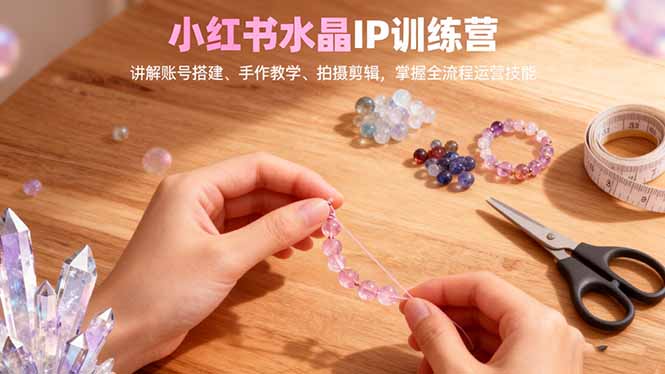 小红书水晶IP训练营，讲解账号搭建、手作教学、拍摄剪辑，全流程运营技能-千汇网创