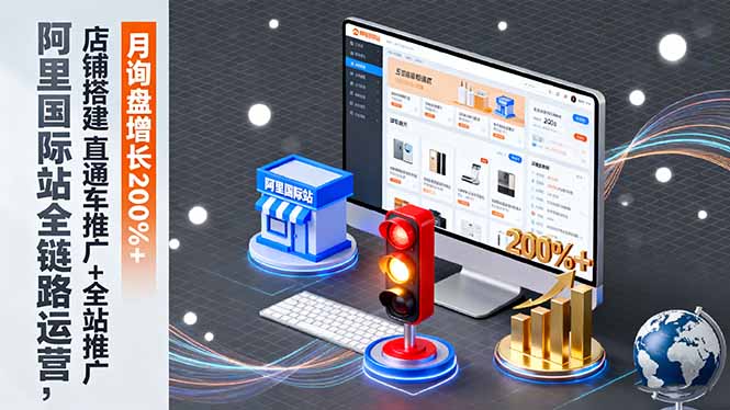 阿里国际站全链路运营，店铺搭建+直通车推广+全站推广，月询盘增长200%+-千汇网创