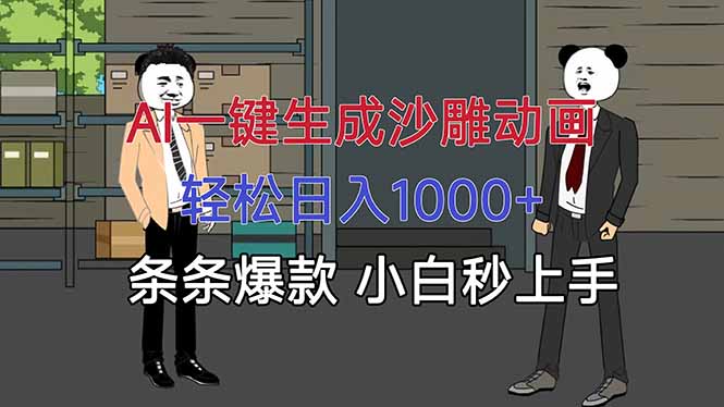 AI一键生成沙雕动画，轻松日入1000+，条条爆款，小白秒上手-千汇网创