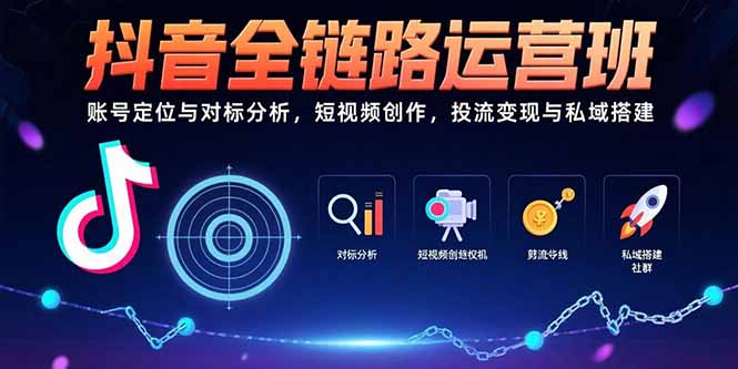 抖音全链路运营班：账号定位与对标分析，短视频创作，投流变现与私域搭建-千汇网创