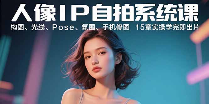 人像IP自拍系统课：构图、光线、Pose、氛围、手机修图 15章实操学完即出片-千汇网创