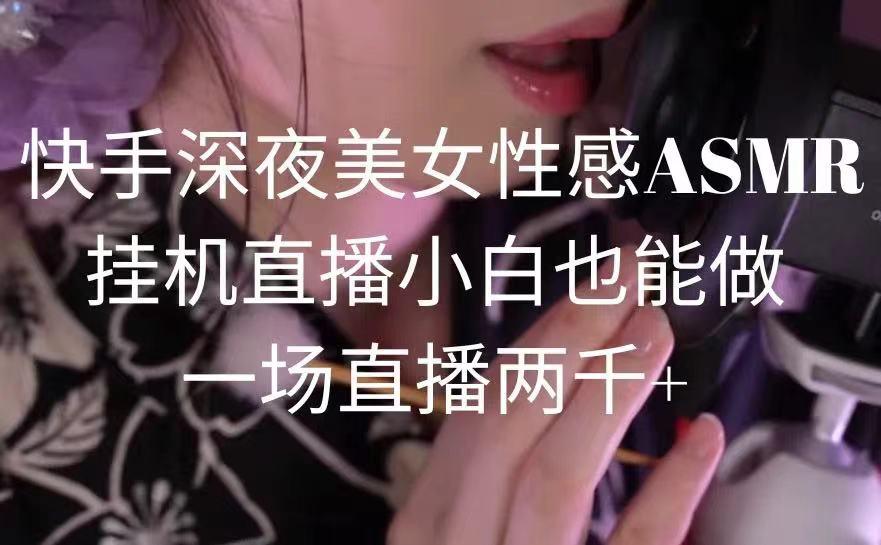 快手深夜美女性感ASMR挂机直播，小白也能做，一场直播两千+-千汇网创
