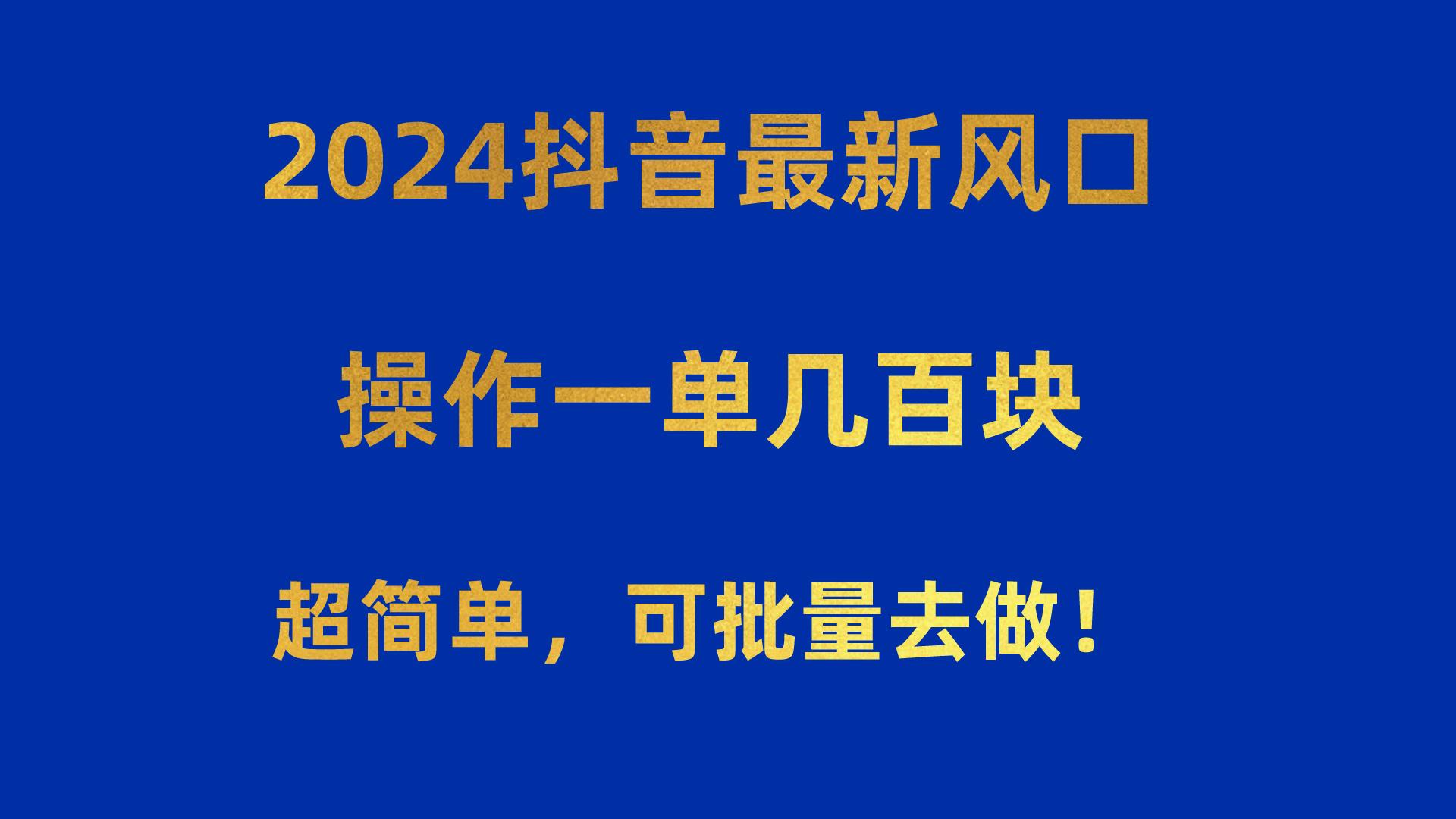 2024抖音最新风口！操作一单几百块！超简单，可批量去做！！！-千汇网创
