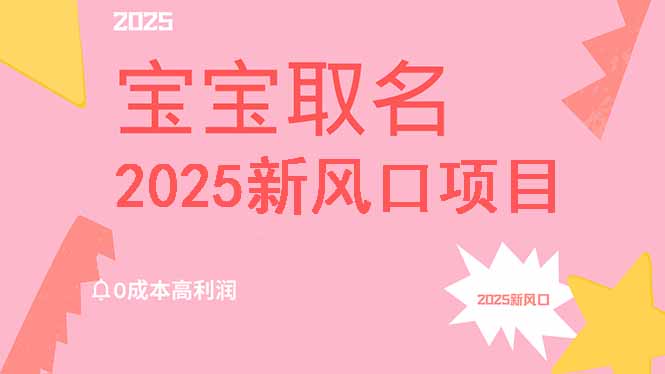 2025新风口项目宝宝取名，0成本高利润，附保姆级教程，月入过万不是梦-千汇网创