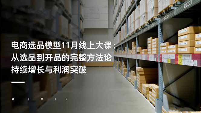 电商选品模型11月线上大课：从选品到开品的完整方法论 持续增长与利润突破-千汇网创