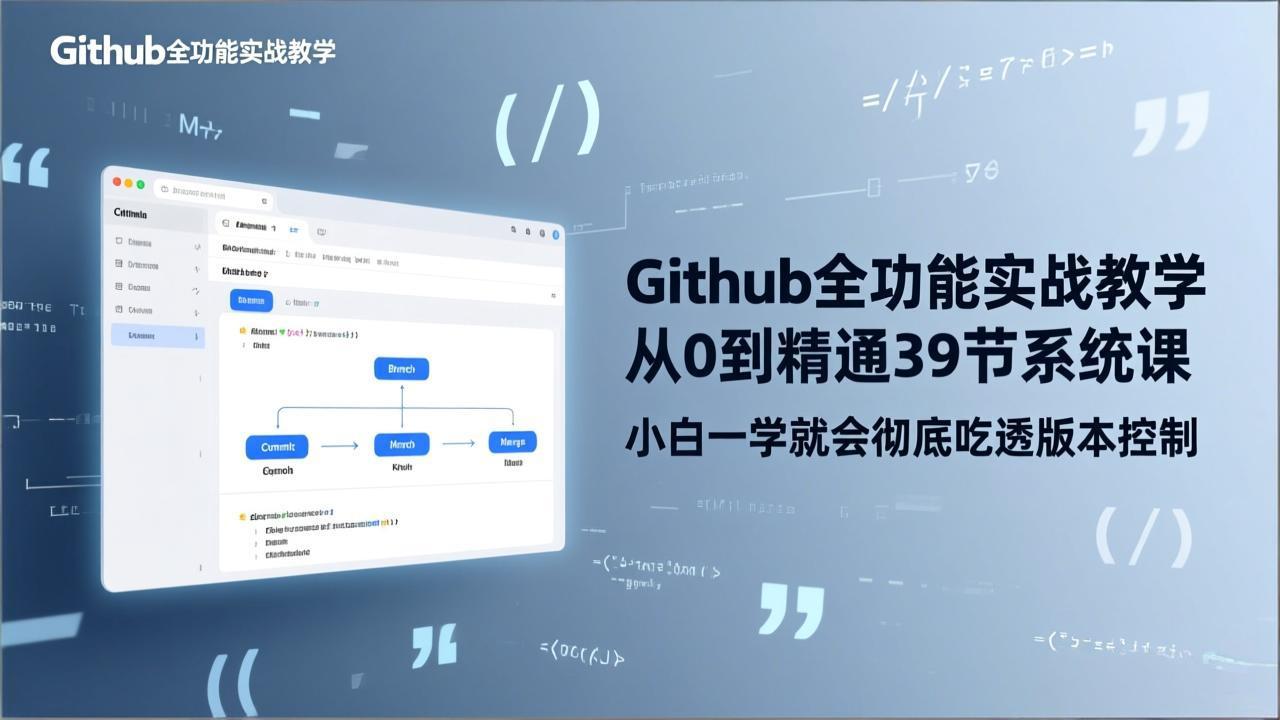 GitHub-全功能实战教学，从0到精通39节系统课，小白一学就会彻底吃透版本控制-千汇网创